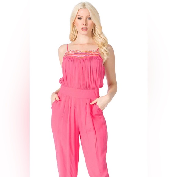 NWT BCBG MAXAZRIA Multi Geometric Embroidery Jumpsuit - Picture 2 of 3